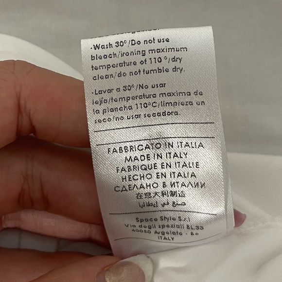 Space Simona Corsellini White Puff Sleeve V-Neck Dress Size 8 - Picture 9 of 11